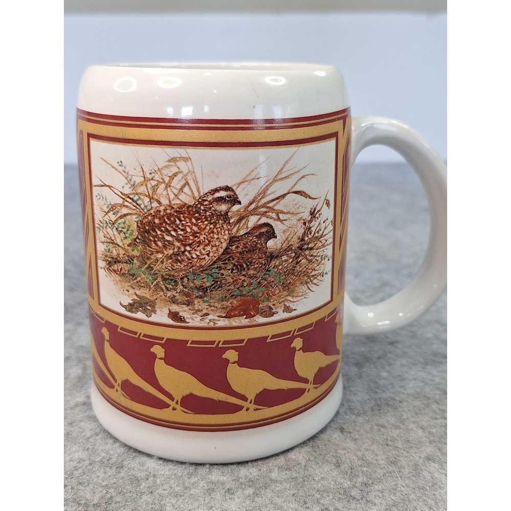 Giordano Game Bird Wildlife Ceramic Coffee Mug Stein Quail Pheasant Woodcock 5in